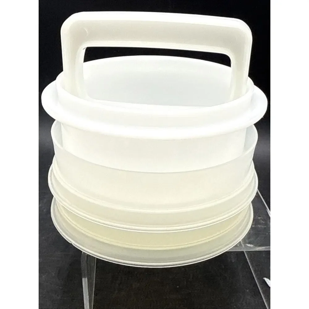 Vintage Tupperware 884 Hamburger Press Set 882 Keepers Ring Lid 8 Patty USA